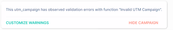 User Acquisition Specification Warnings