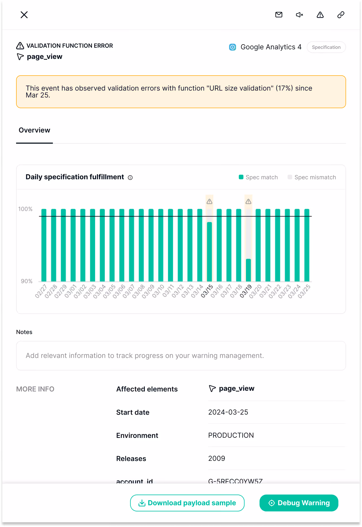 Warning Management View