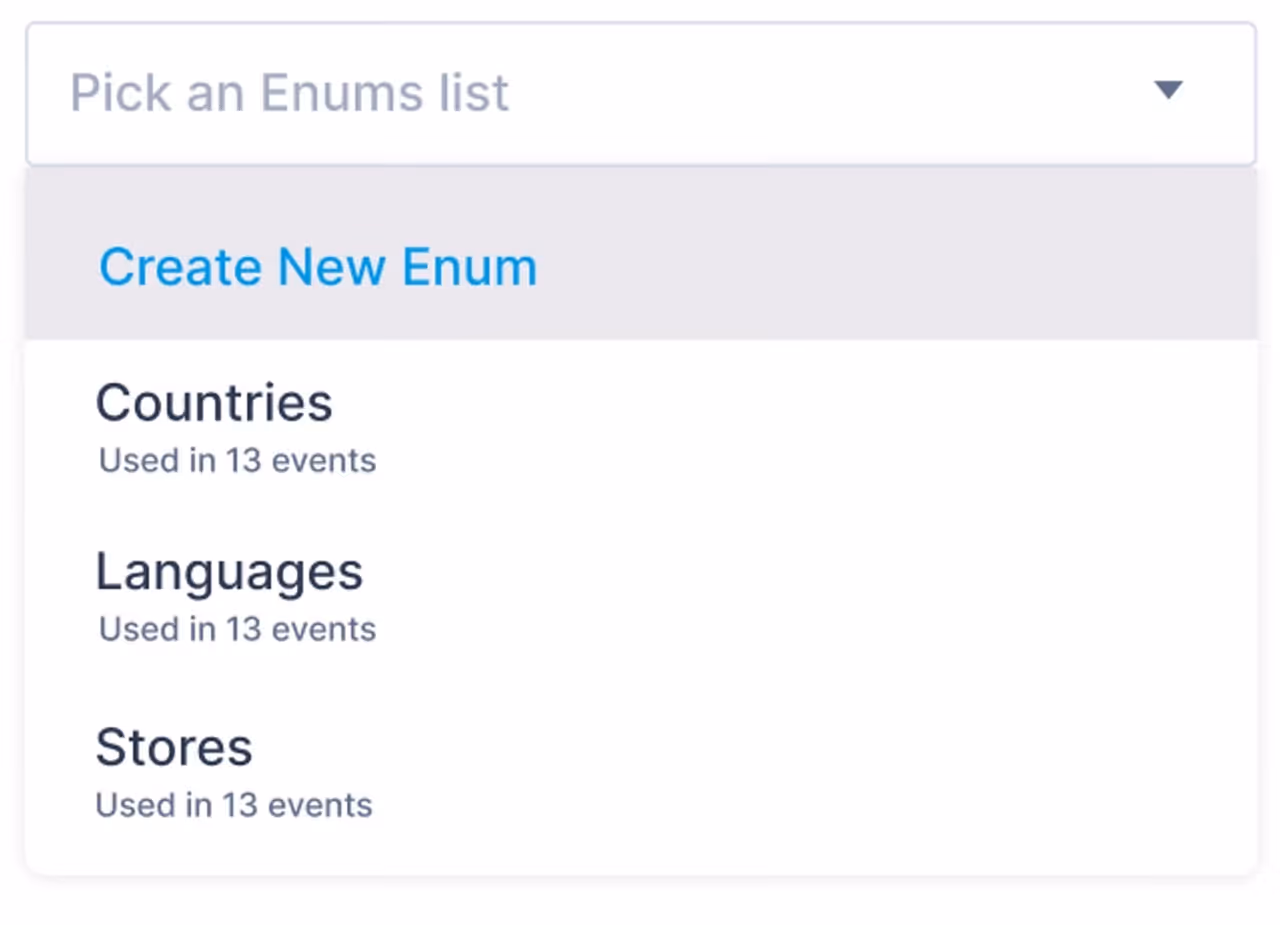 Example of how can you create Enums using Trackingplan