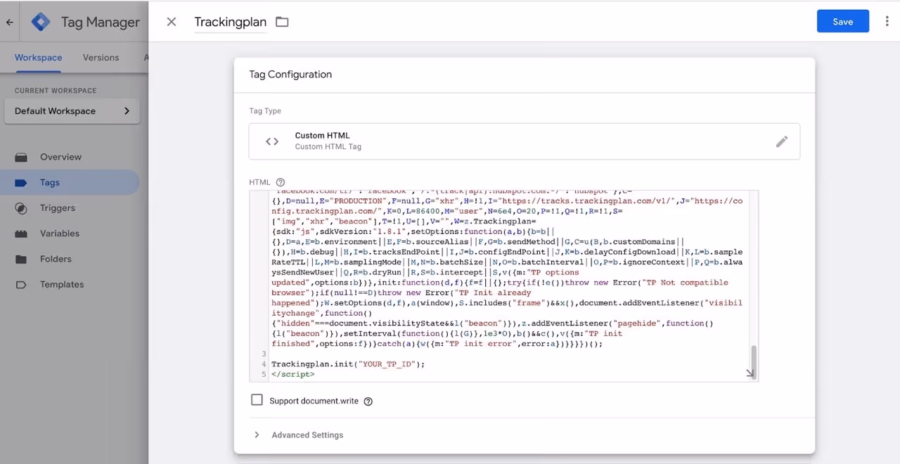 Installing Trackingplan in GTM