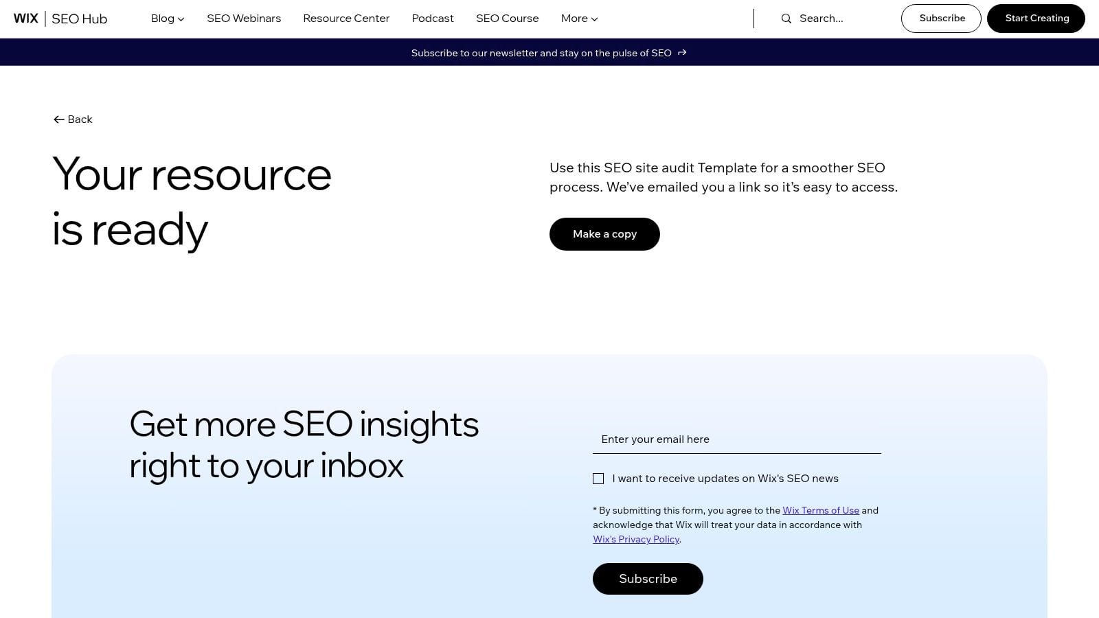 Wix Studio SEO Hub — SEO Site Audit Template