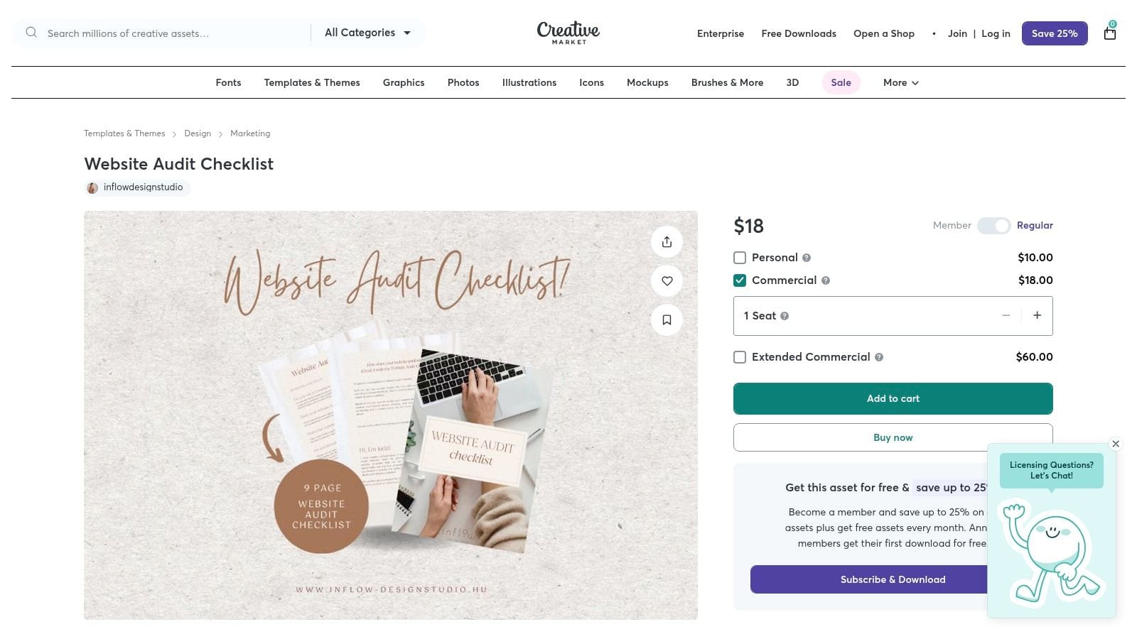 Creative Market — Website Audit Checklist (Inflow Design Studio)
