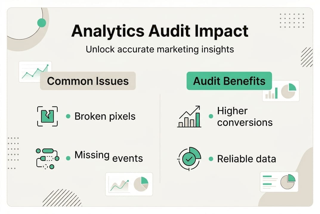 Infographic showing analytics audit key impacts