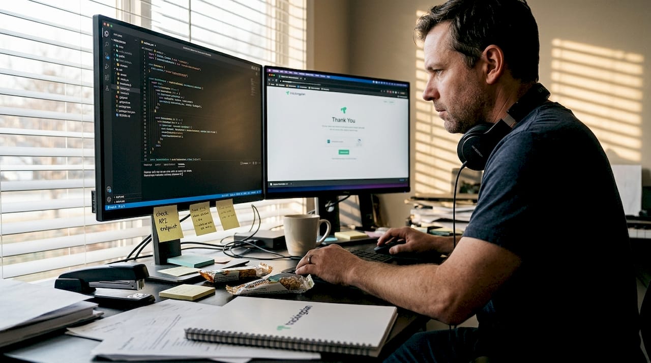 Web developer checking code for page tagging