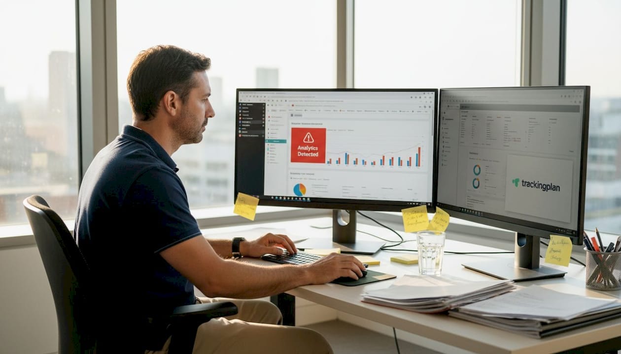 Woman reviewing analytics setup on laptop