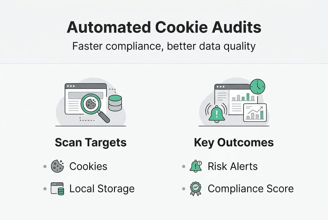 Infographic summarizing automated cookie audit steps