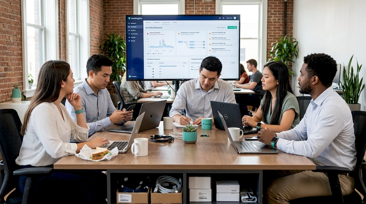 Team monitors anomaly detection dashboard together