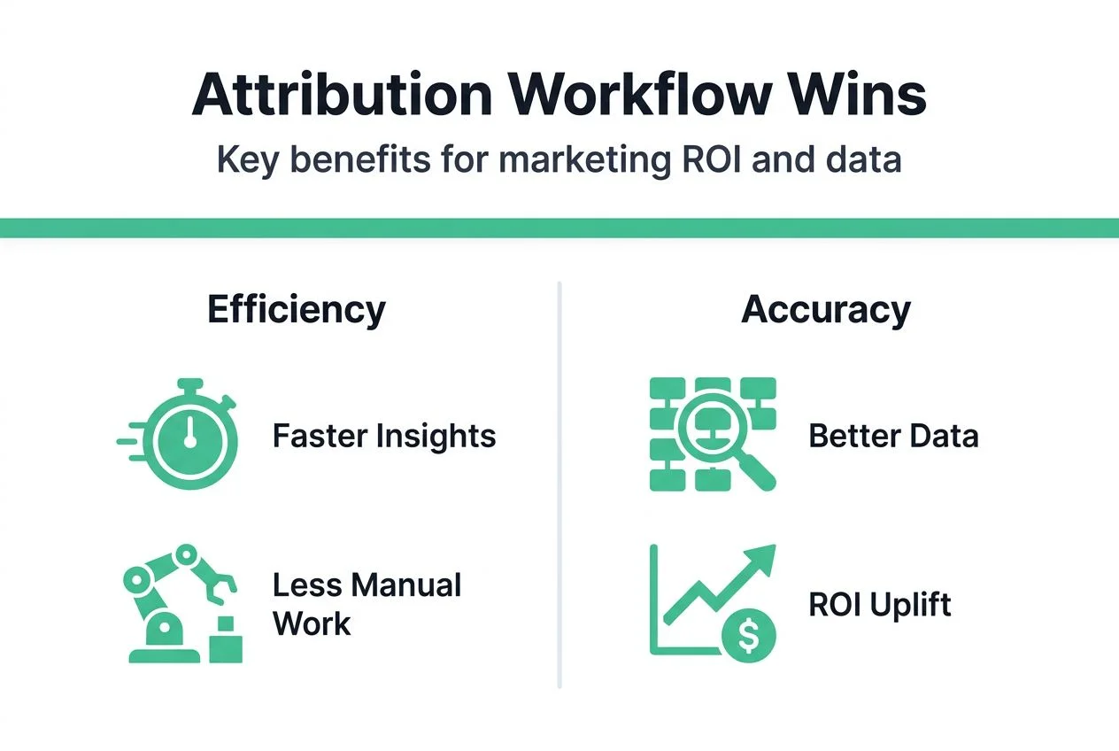 Infographic of attribution workflow key benefits