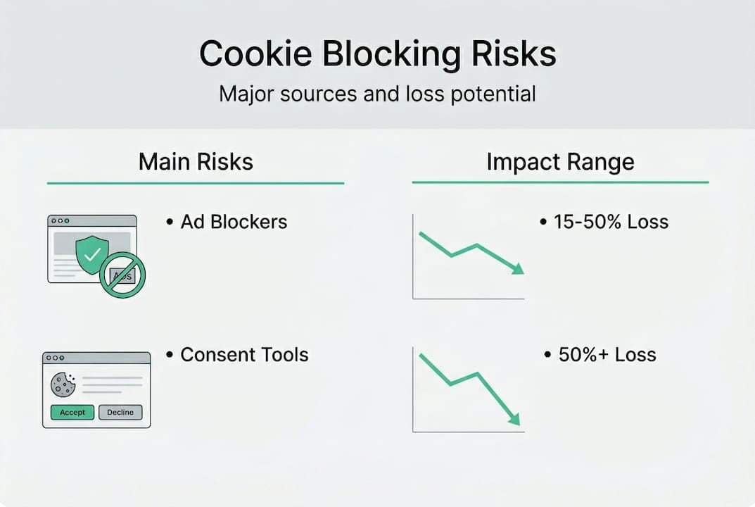 Infographic on cookie blocking risks and loss ranges