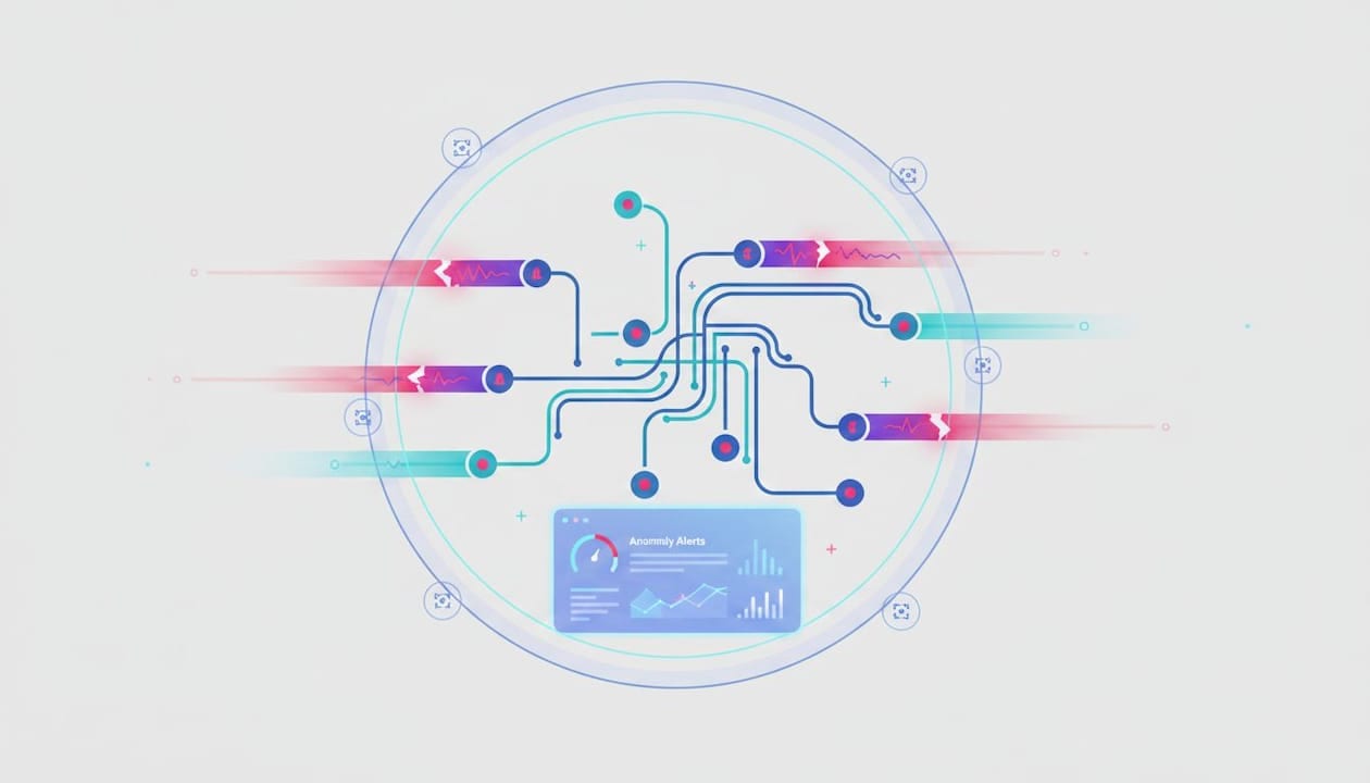 Analyst monitoring anomaly alerts dashboard in office