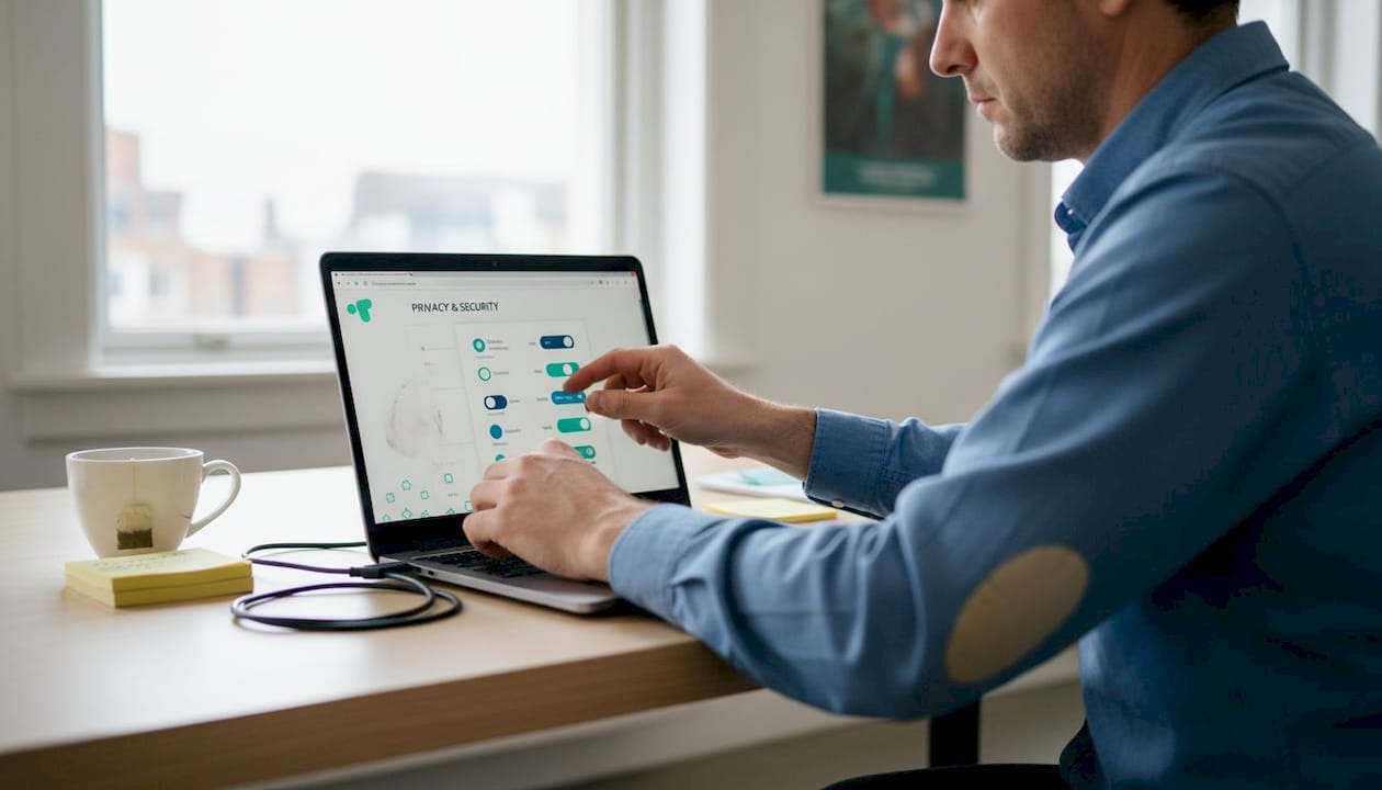 Man adjusting browser tracker settings