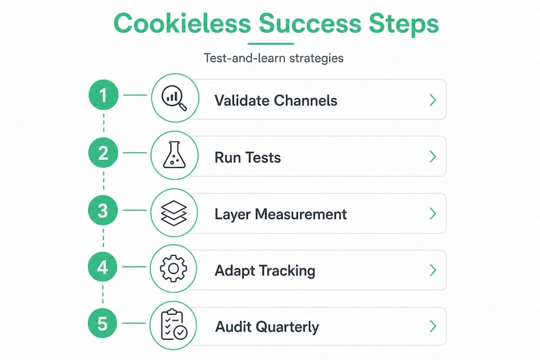 Infographic showing cookieless success steps flow