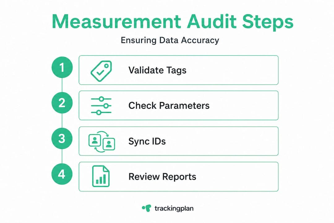 Infographic showing four steps to auditing measurement