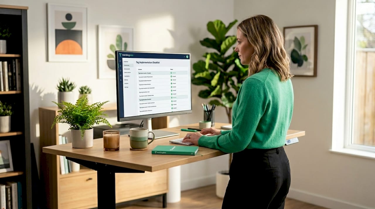 Marketer auditing tracking tags on computer