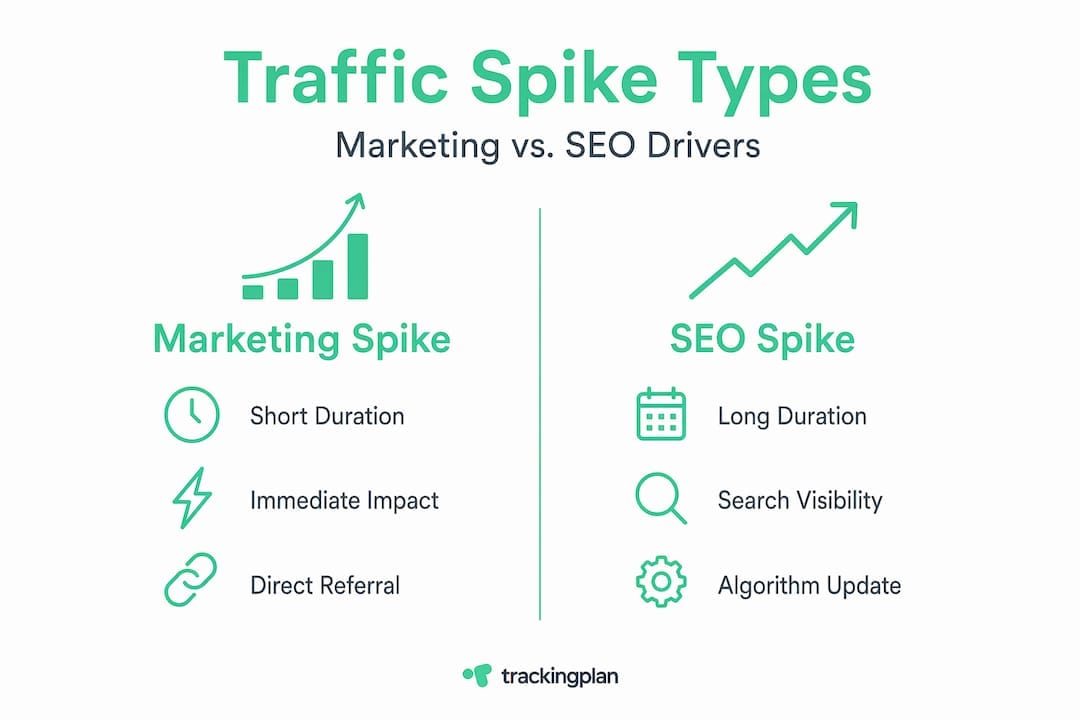 Infographic comparing marketing and SEO spikes