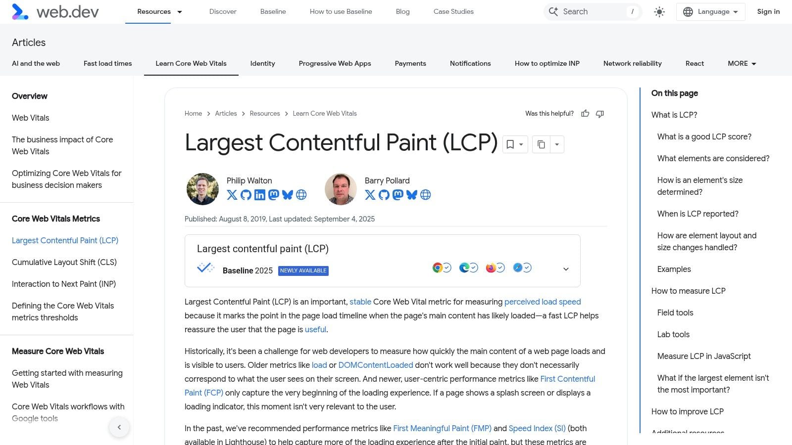 web.dev (by Google), Core Web Vitals guidance that improves landing pages