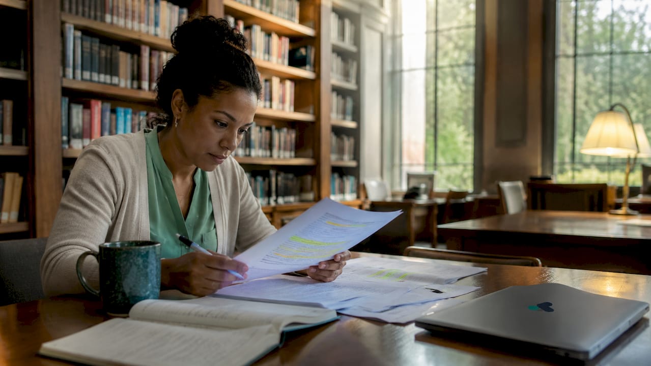 Woman reviewing privacy compliance documents