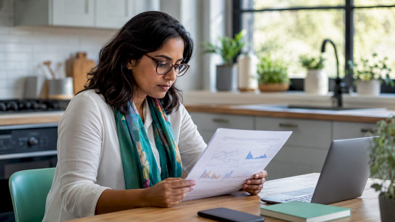 Analyst reviewing printed anomaly report at desk